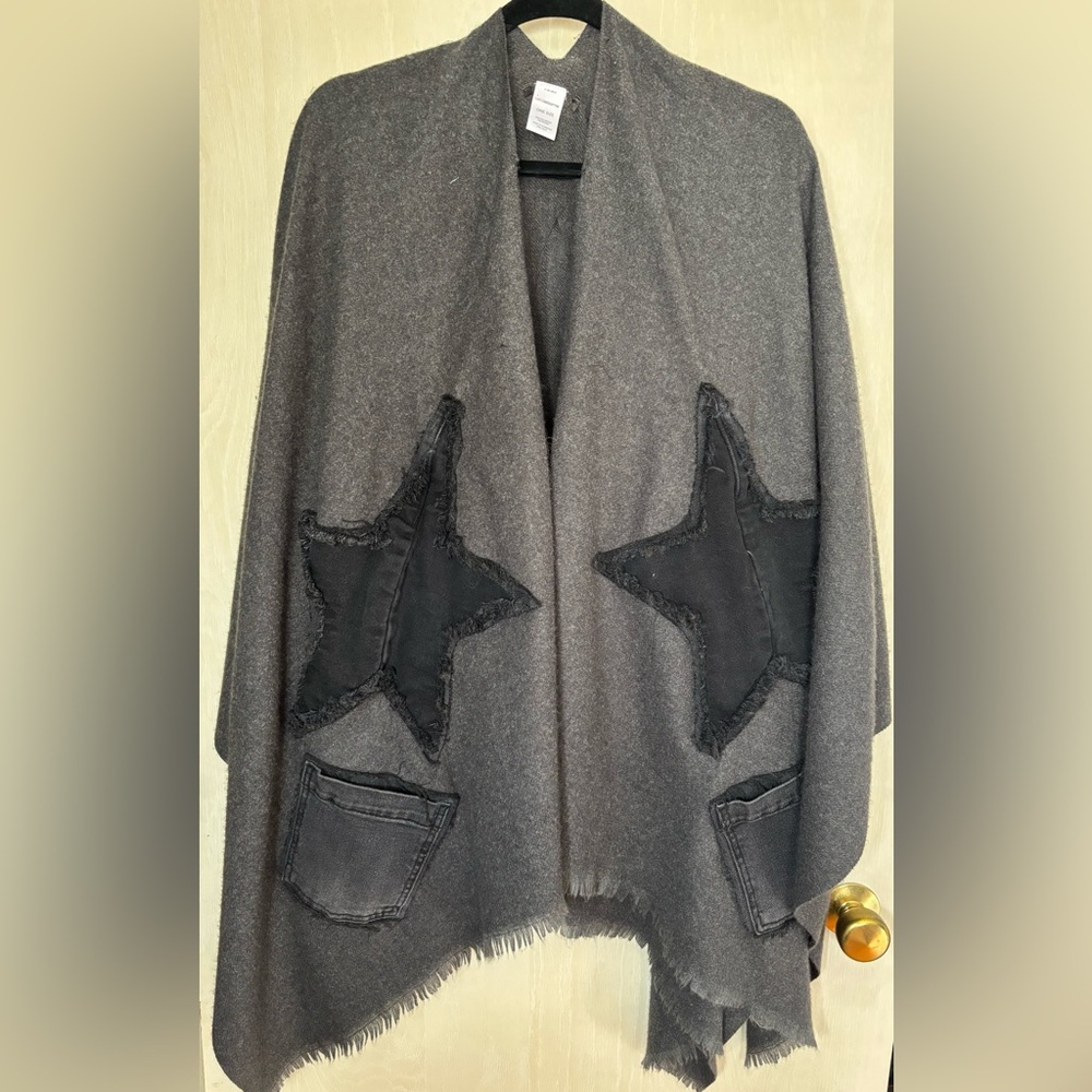 POL brand inspired * GRAY SHAWL / CAPE * ONE-OF-A-KIND * HANDMADE * UPCYCLED